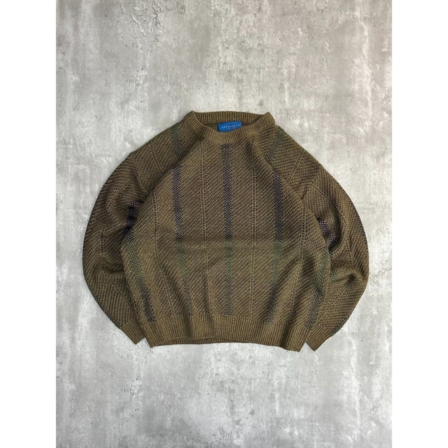 Vintage Towncraft Striped Pullover Ribbed Knit Sweater Size Large