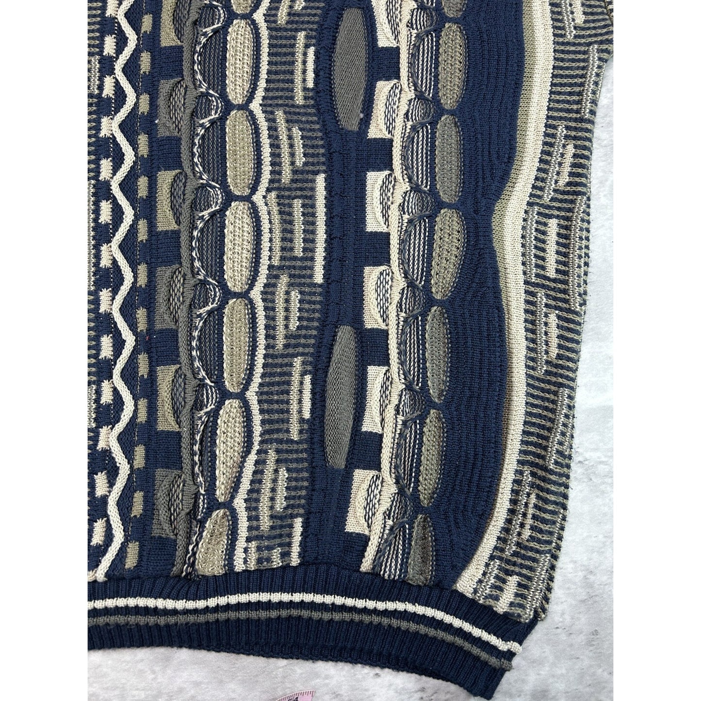 Vintage 90s Protege 3D Abstract Print Pullover Knit Sweater Size XL
