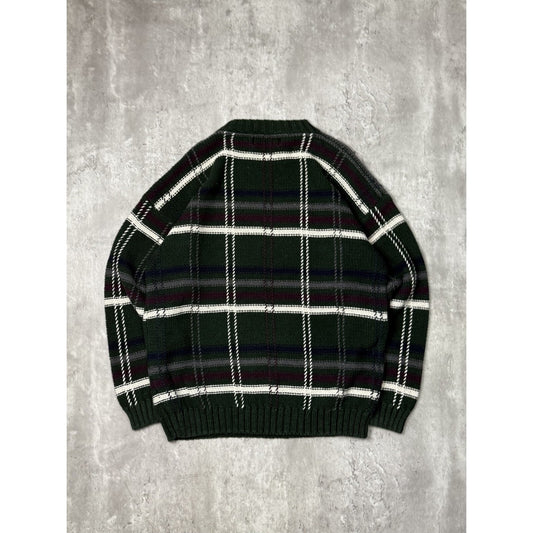 Vintage 90s Cortina Plaid Print Pullover Ribbed Knit Sweater Size Large