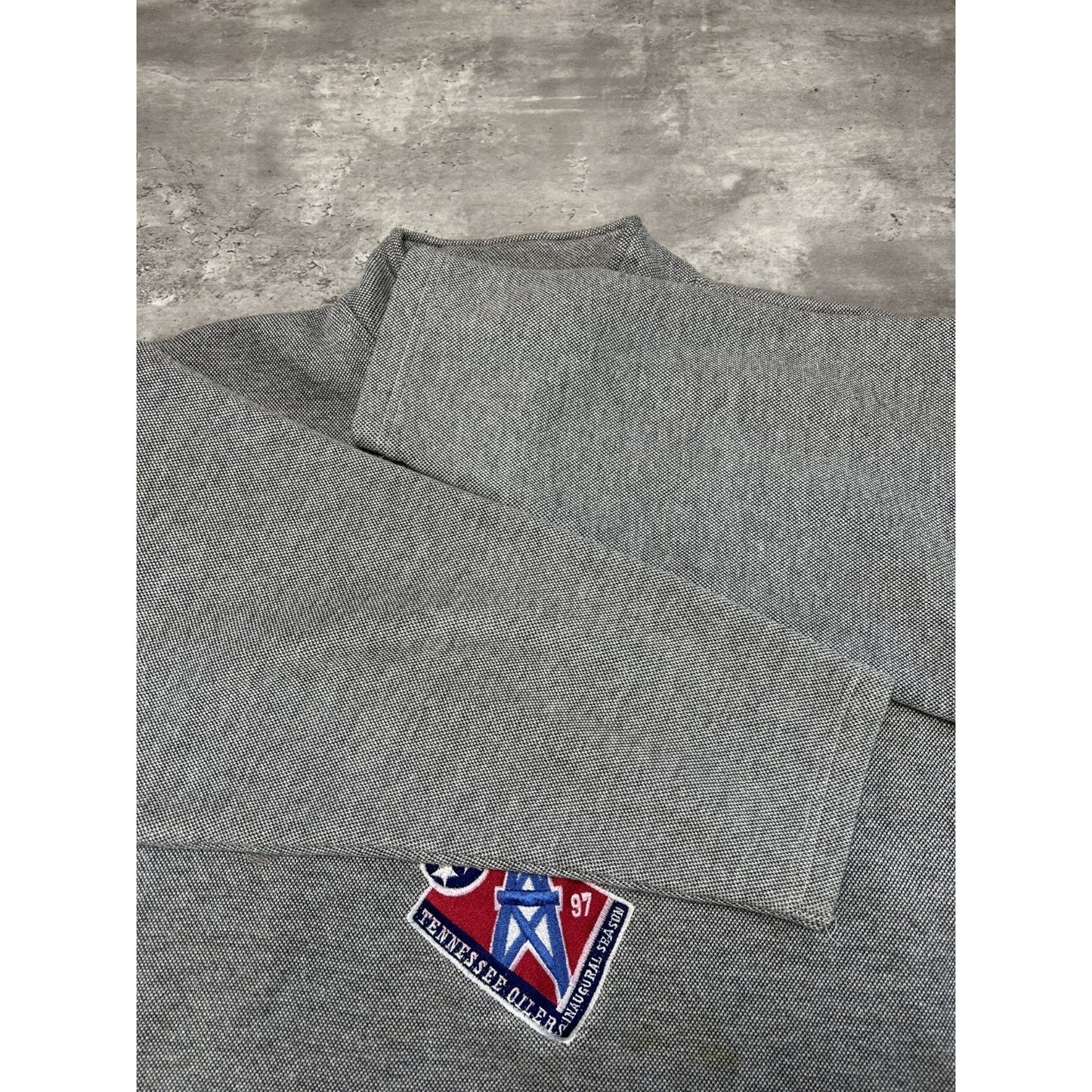 Vintage 90s Tennessee Oilers NFL Embroidered Spellout 1/2 Zip Sweatshirt Size XL