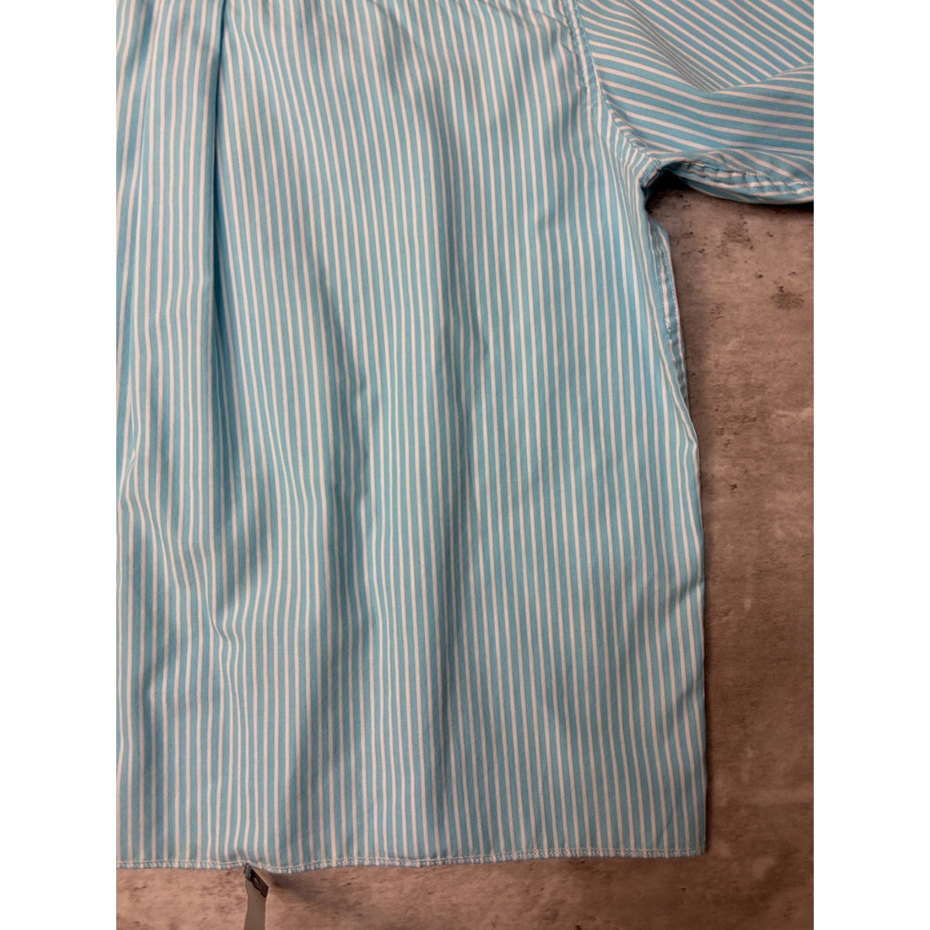 Vintage Chaps Striped Long Sleeve Cropped Button Up Shirt Size Large