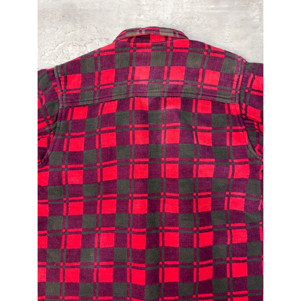 Vintage 1970s Champion Plaid Print Long Sleeve Button Up Shirt Size Large