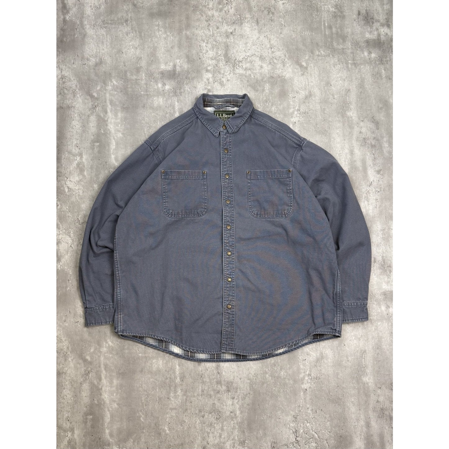 Vintage L.L. Bean Plaid Line Double Pocket Long Sleeve Button Up Shirt Size XL