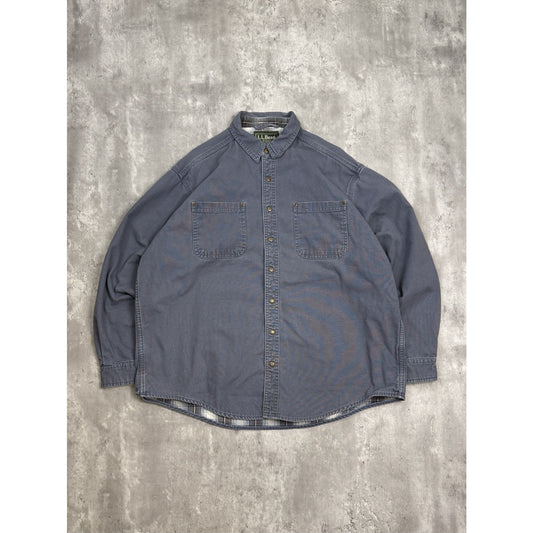 Vintage L.L. Bean Plaid Line Double Pocket Long Sleeve Button Up Shirt Size XL