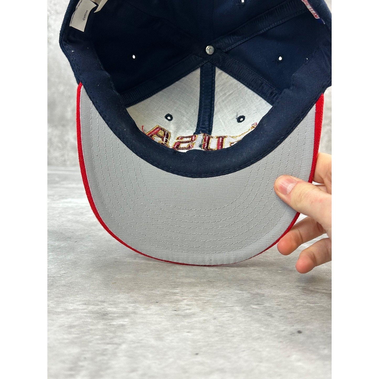 Vintage 90s USA Olympic Team Embroidered Spellout Crest Snapback Hat OSFA