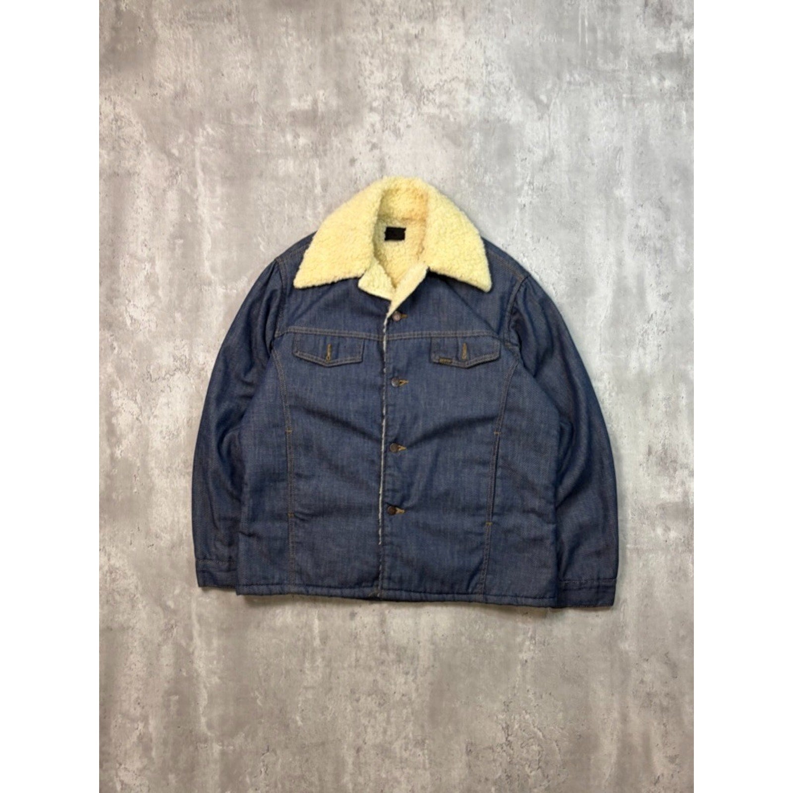 Vintage 70s/80s Sears Roebuck Sherpa Lined Denim Collared Jacket Size Medium