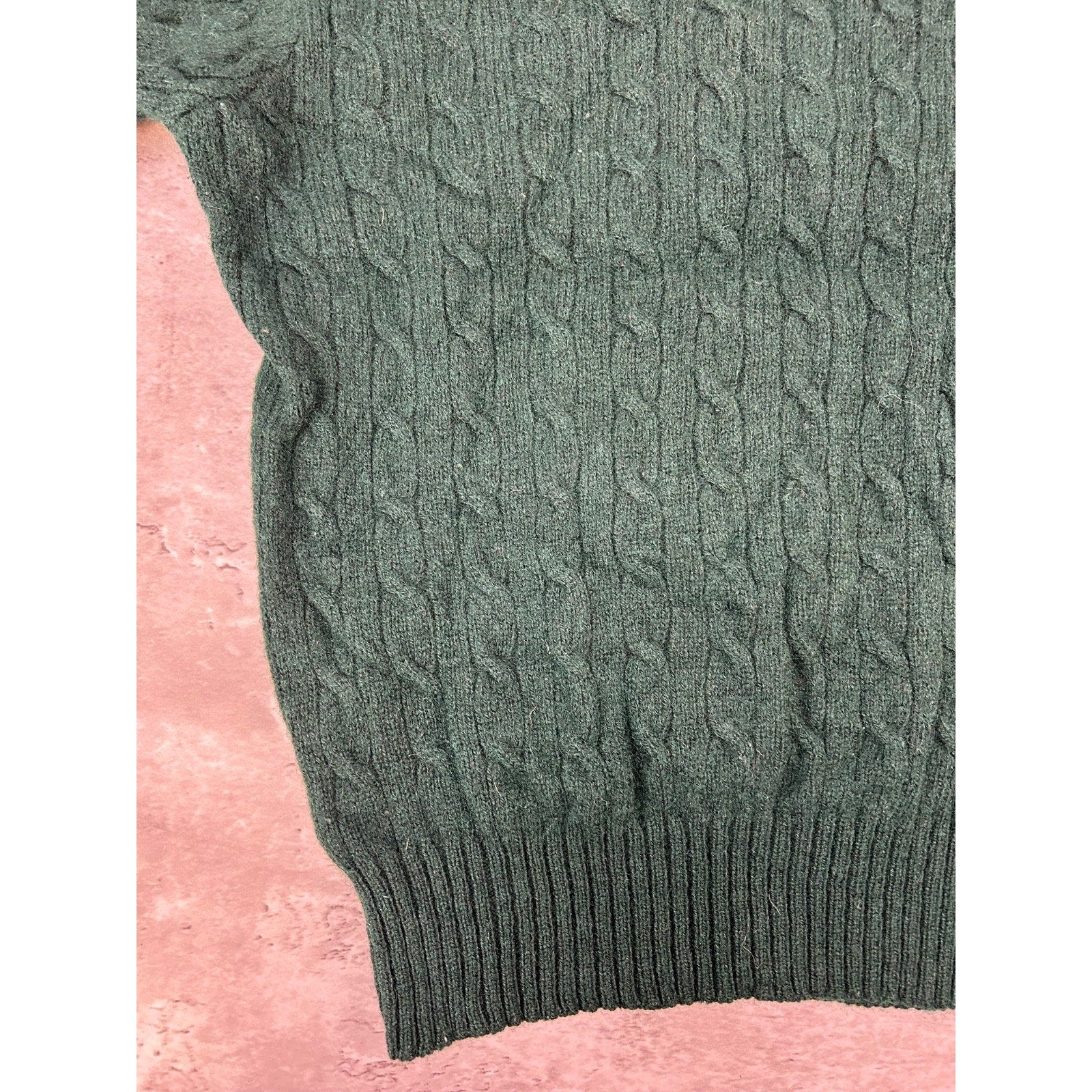 Vintage 90s Polo Ralph Lauren Pullover Cable Knit Sweater Size Large Green