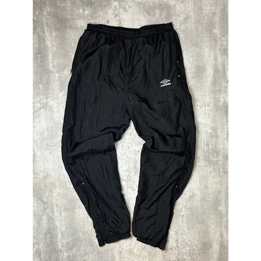 Vintage 90s Umbro Embroidered Logo Nylon Track Pants Size Large Black