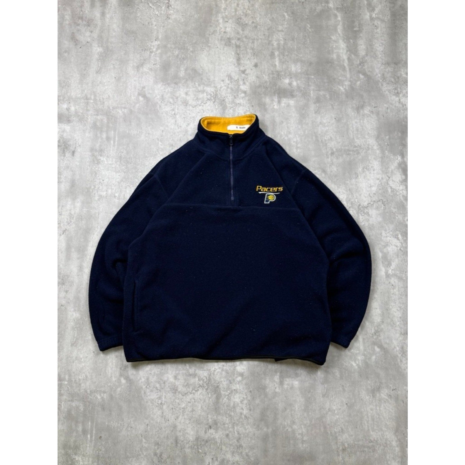 Vintage Indiana Pacers NBA Embroidered Spellout Logo 1/4 Zip Sweatshirt Sz Large