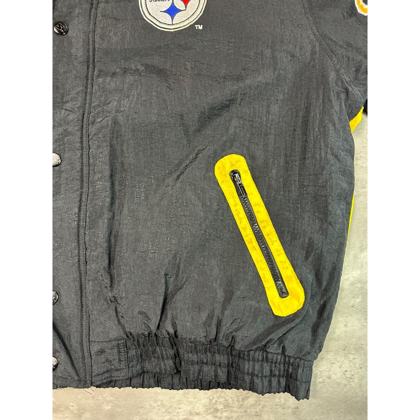 Vintage 90s Pittsburgh Steelers NFL Insulated Starter Split Back Jacket Size XL