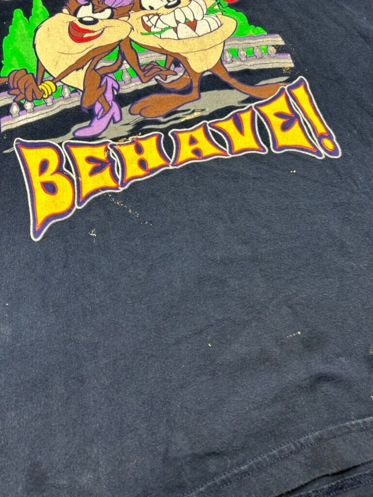 Vintage Looney Tunes Taz Oh Behave Cartoon Graphic T-Shirt Size 2XL