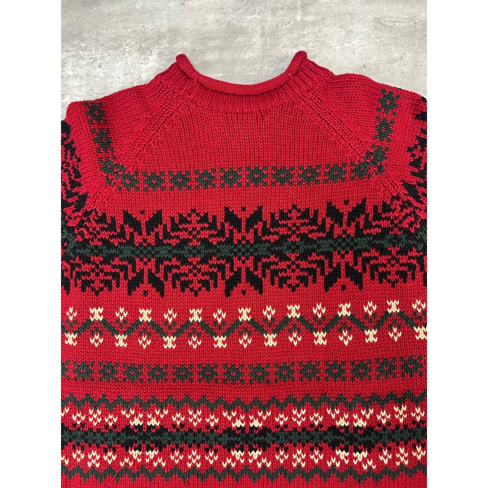 Vintage Eddie Bauer Snowflake Striped Pullover Knit Sweater Size Large