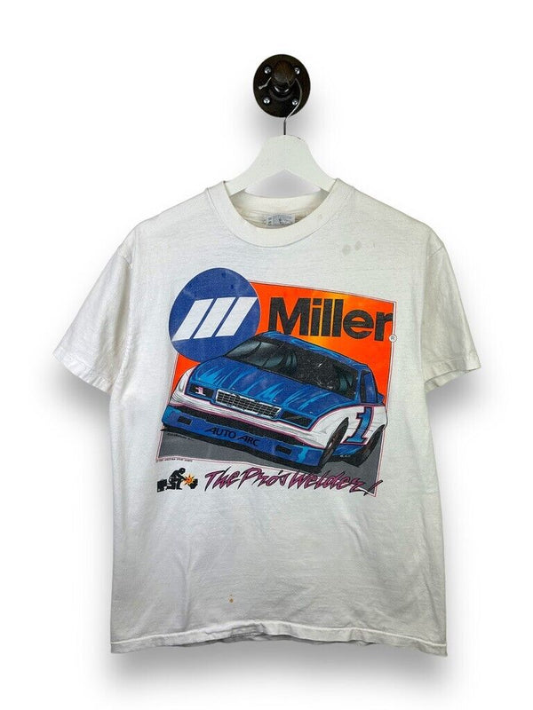 Vintage 1991 Miller The Pro's Welder Nascar Racing Graphic T-Shirt Size Large