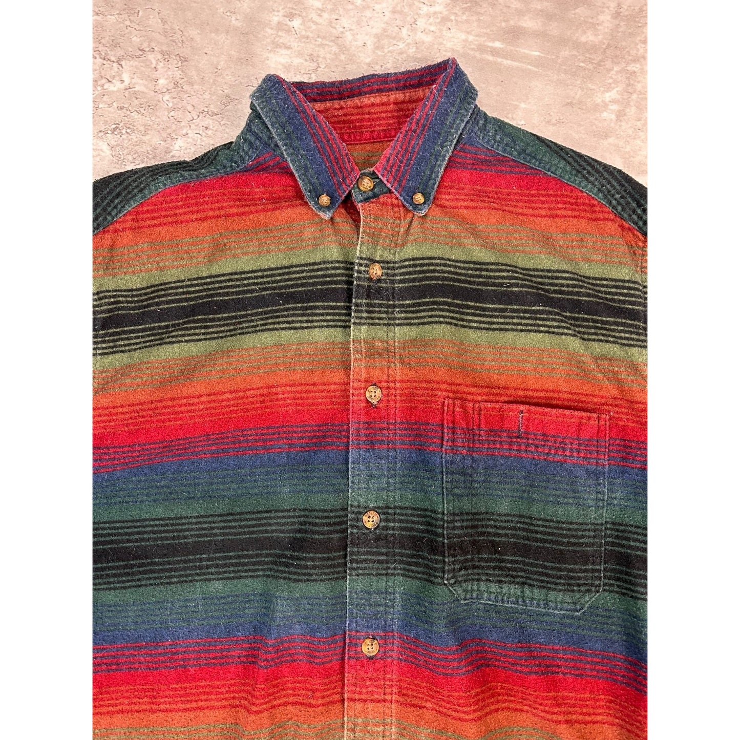 Vintage Woolrich Striped Flannel Long Sleeve Button Up Shirt Size Large