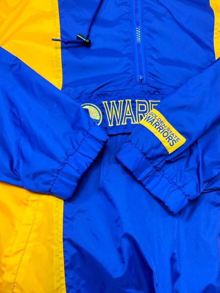 Golden State Warriors NBA Embroidered Logo Quarter Zip Nylon Jacket Size Small