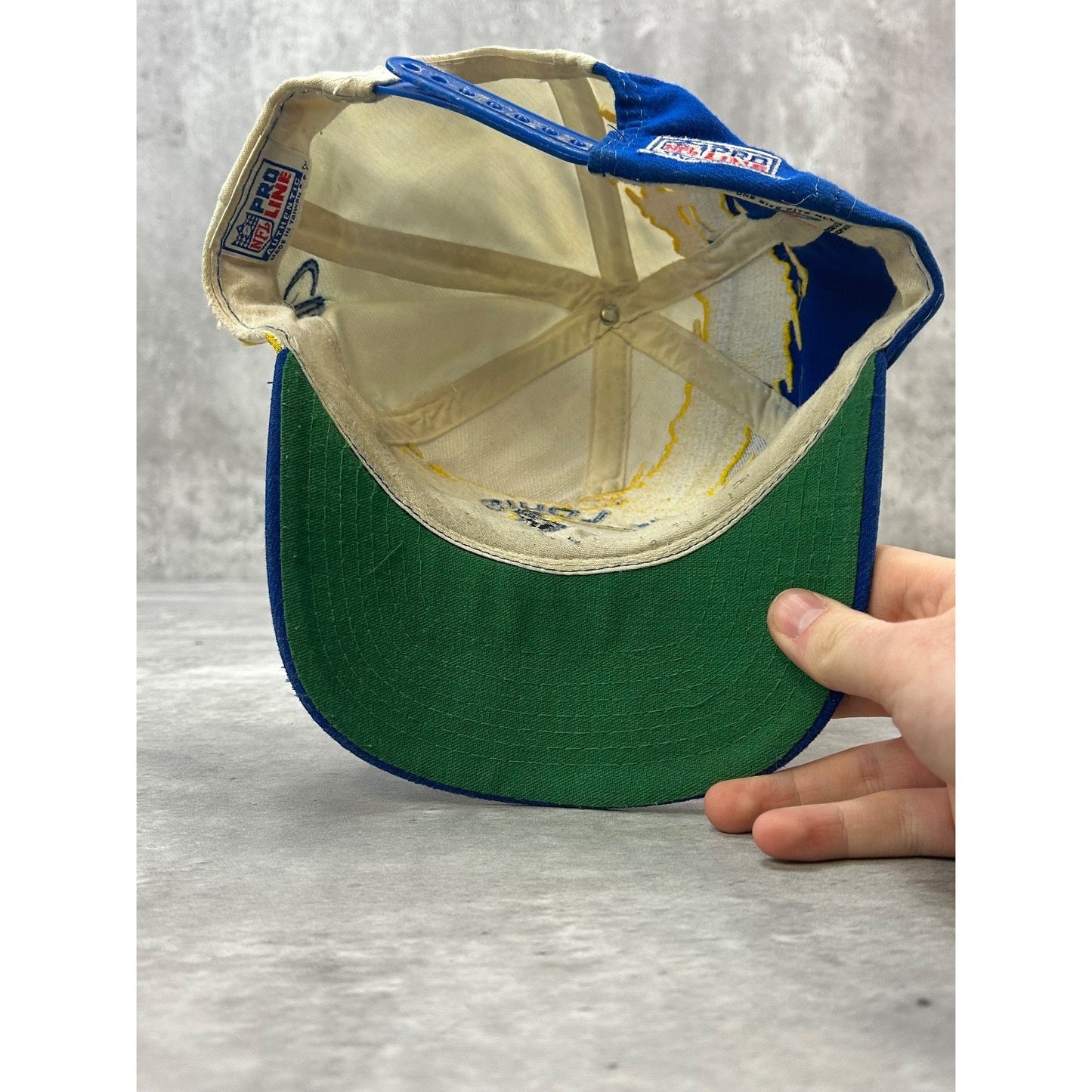 Vintage 90s St Louis Rams NFL Logo Athletic Splash Snapback Hat OSFA