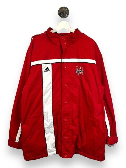 Vintage Nebraska Cornhuskers NCAA Adidas Insulated Long Jacket Size Large Red