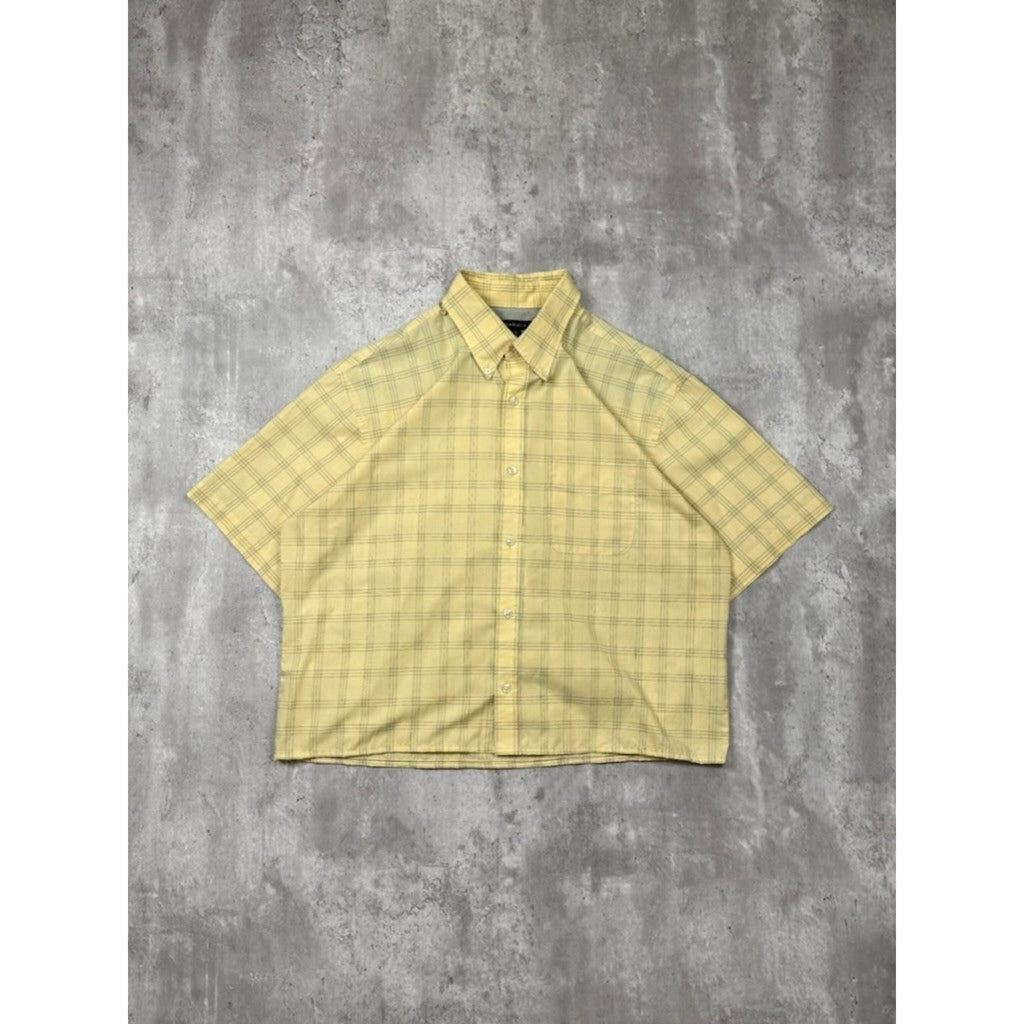 Vintage Van Heusen Plaid Single Pocket Cropped Button Up Shirt Size Large