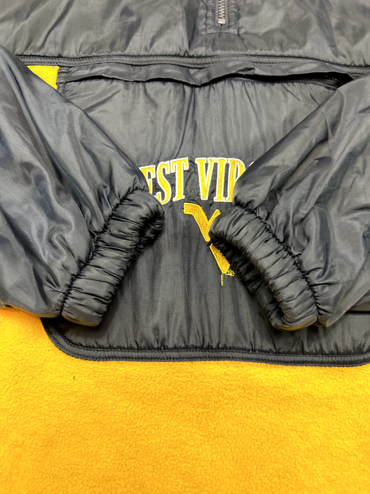 Vtg 90s West Virginia Mountaineers NCAA Champion 1/4 Zip Fleece Jacket Sz 2XL