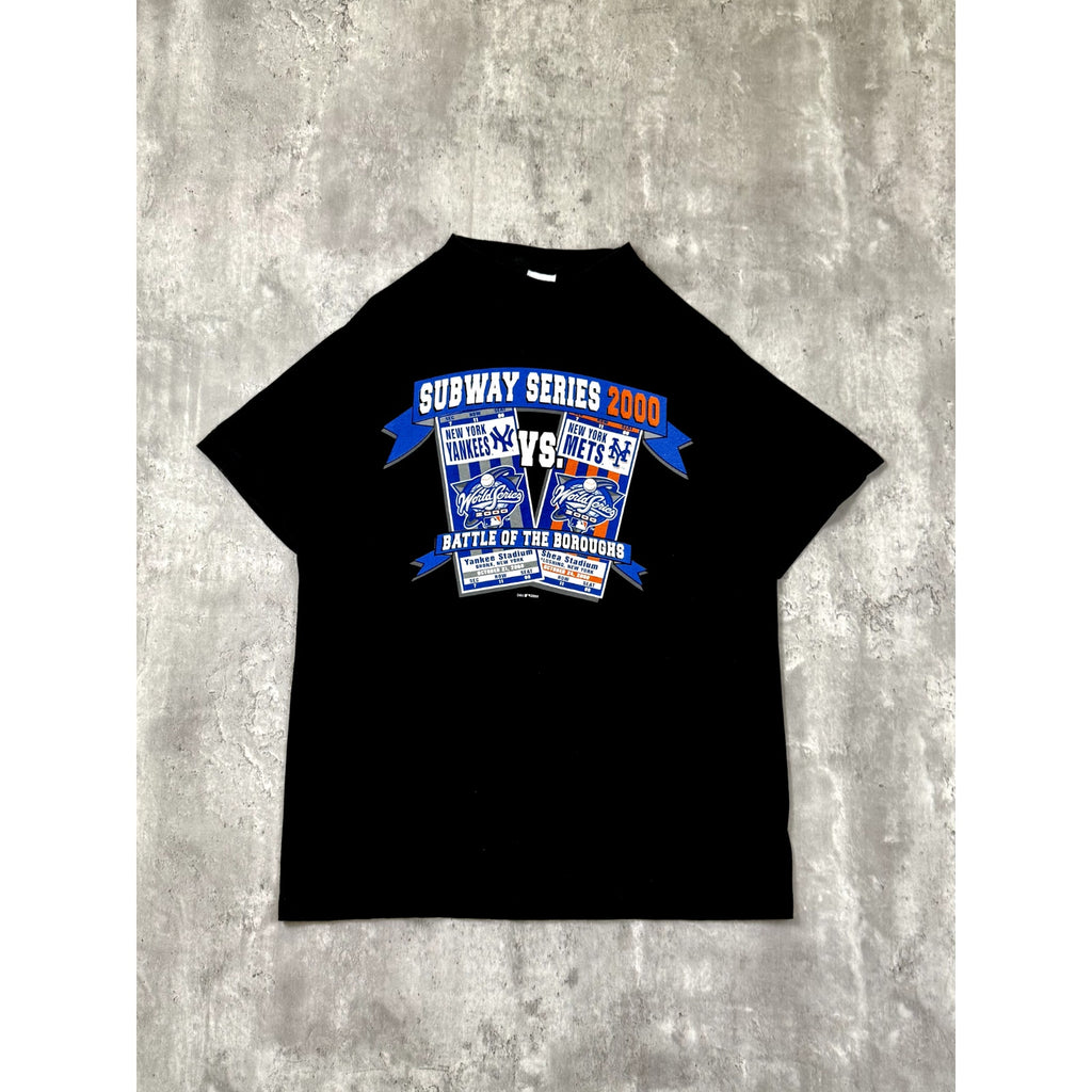 Vintage 2000 Mets Vs Yankees MLB Subway Series Ticket Graphic T-Shirt Sz Medium