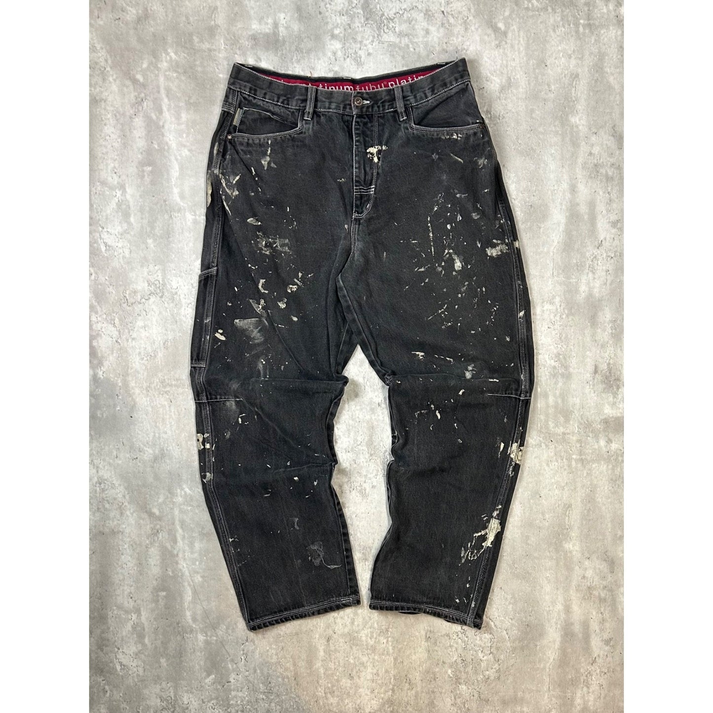 Vintage Y2K Fubu Platinum Fat Albert Pocket Graphic Denim Pants Size 37