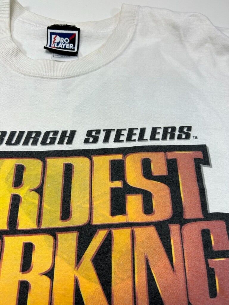 Vintage 1997 Pittsburgh Steelers NFL Hardest Working Team Graphic T-Shirt Sz 2XL