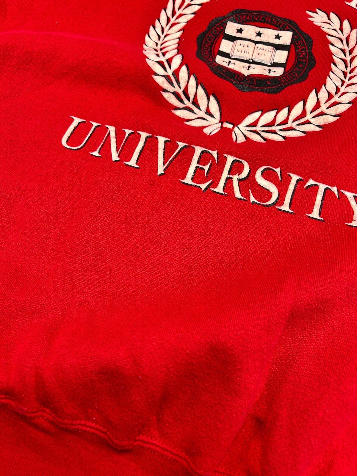 Vintage 80s Washington University NCAA Collegiate Crest Sweatshirt Size Large