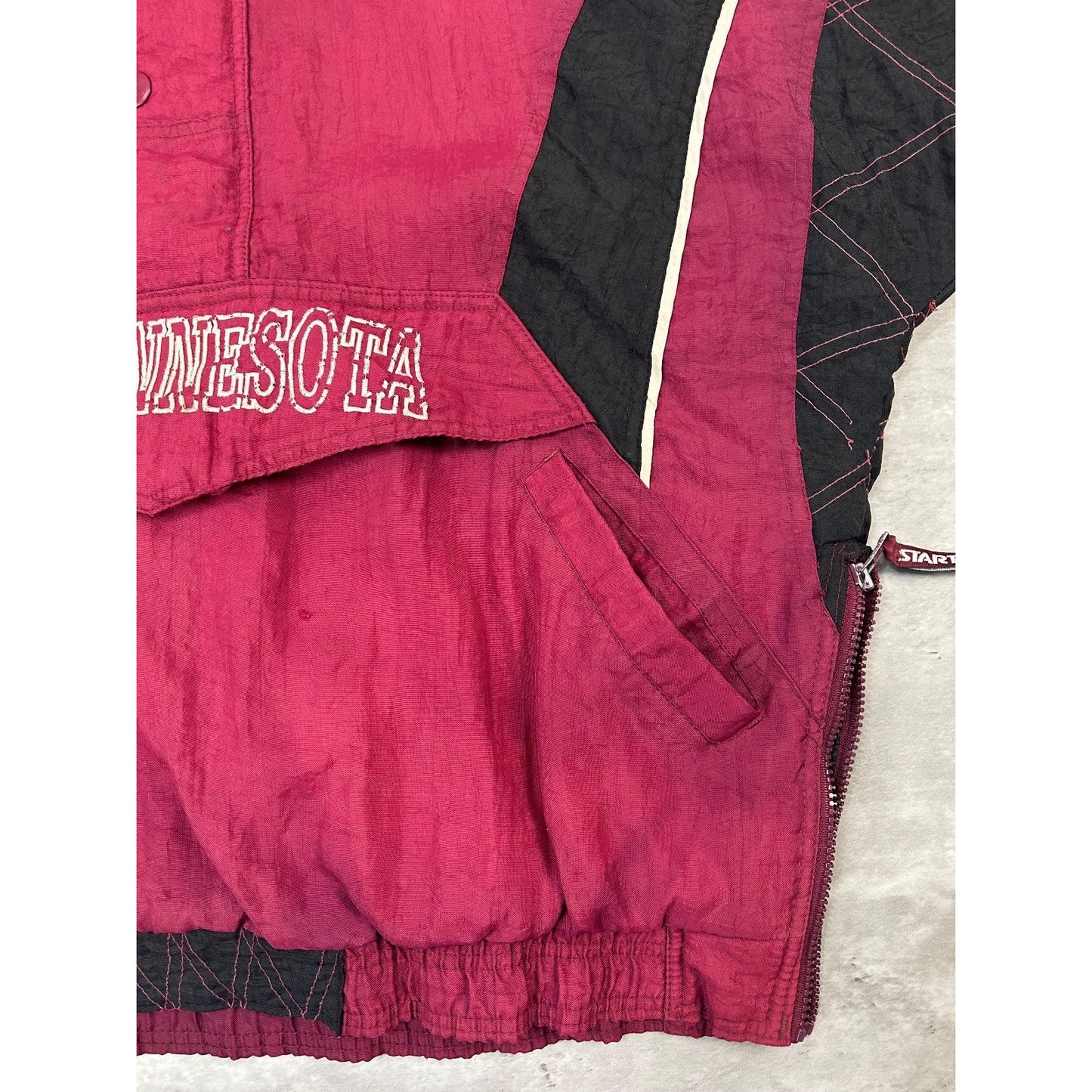 Vintage 90s Minnesota Gophers NCAA Insulated 1/2 Zip Starter Jacket Size Large