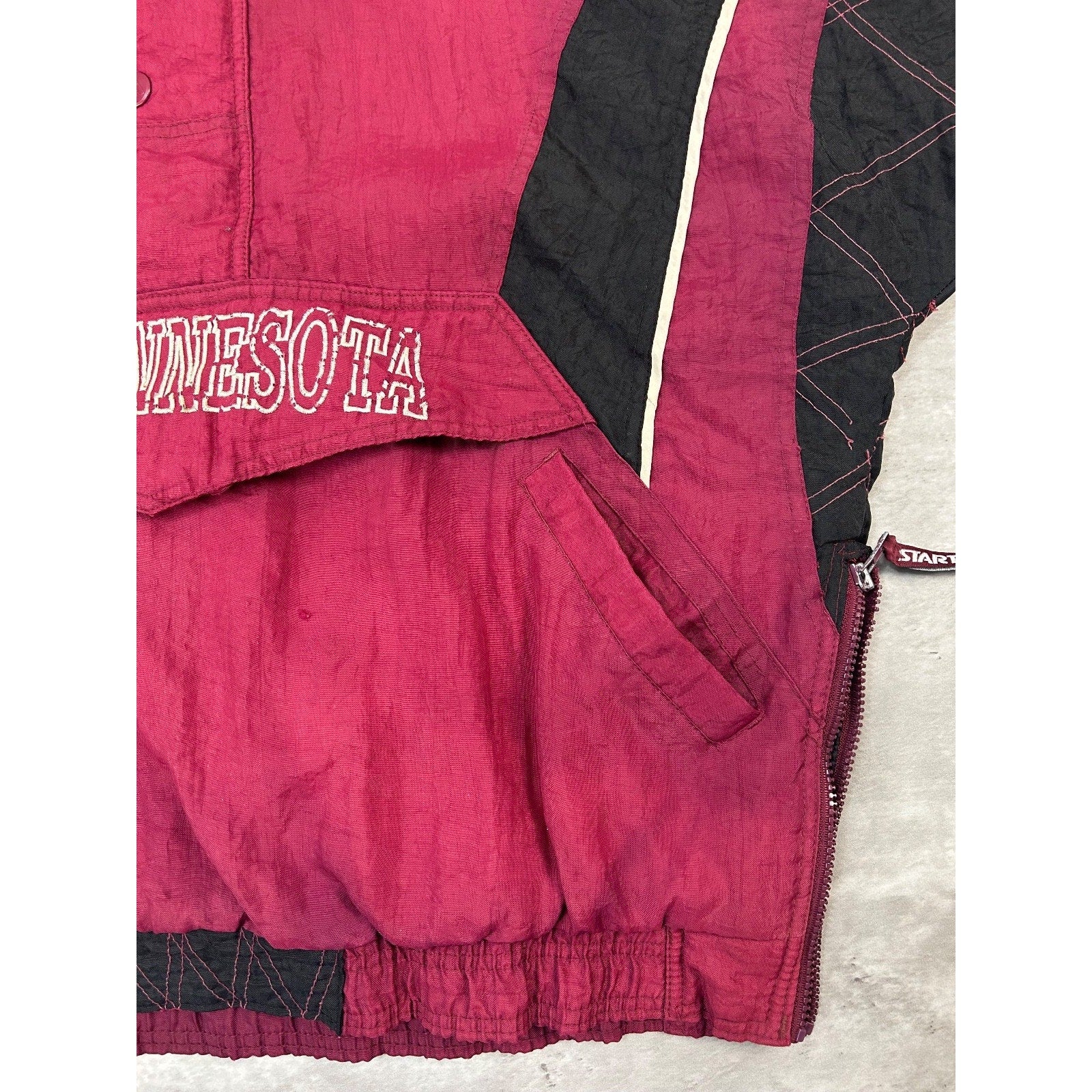 Vintage 90s Minnesota Gophers NCAA Insulated 1/2 Zip Starter Jacket Size Large