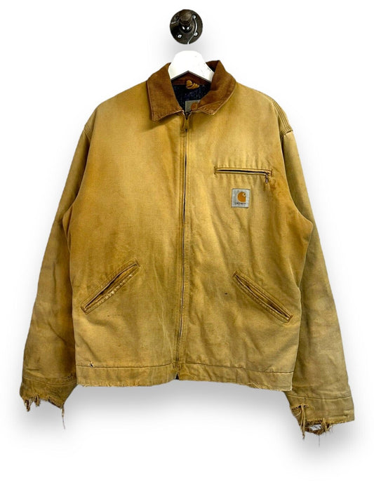 Vintage 90s Carhartt Blanket Lined Canvas Workwear Detroit Jacket Size Large