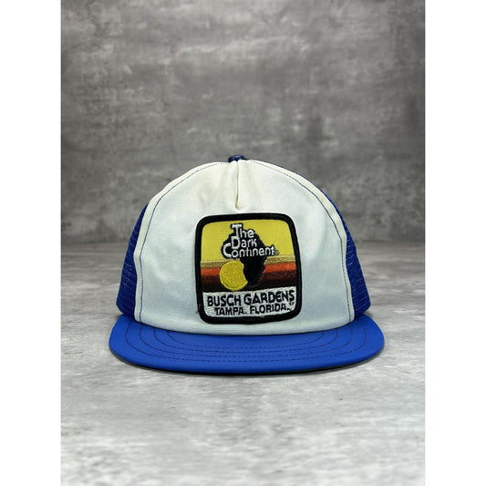 VTG 1980s Busch Gardens Embroidered Patch Destination Trucker Snapback Hat OSFA