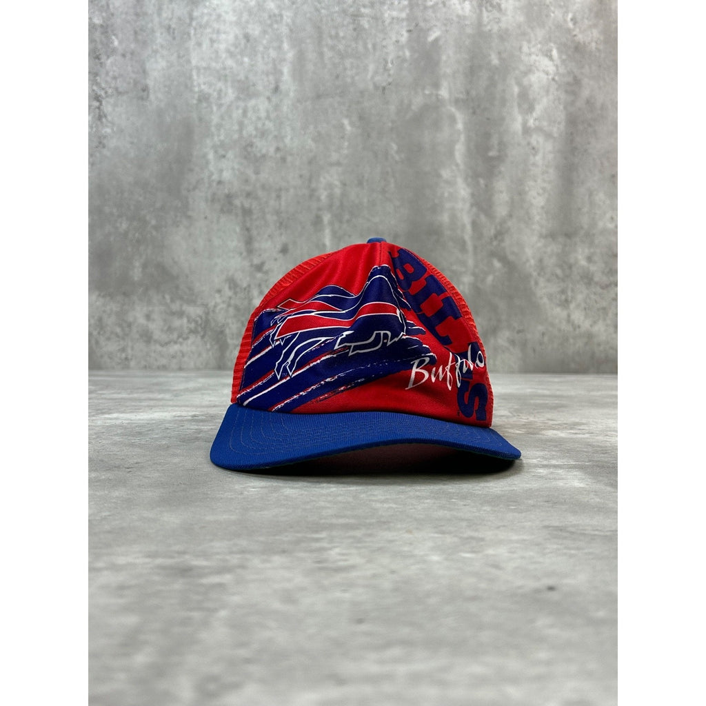 Vintage 80s Buffalo Bills NFL Graphic Logo Trucker Snapback Hat OSFA