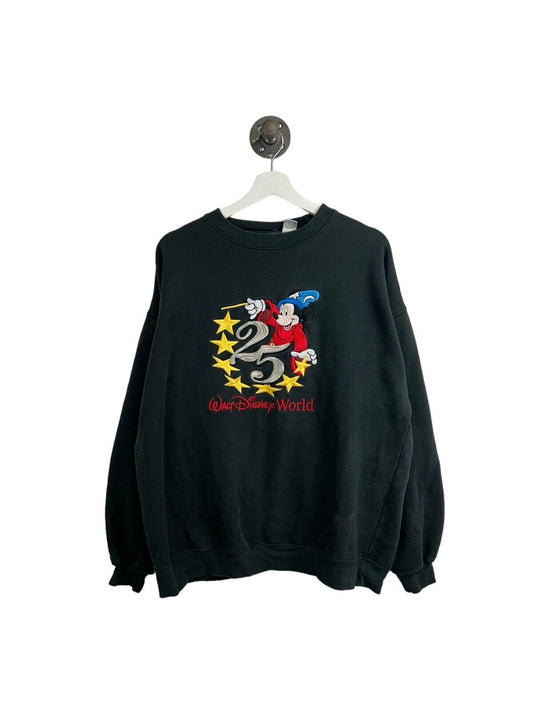 Vintage 90s Walt Disney World 25 Mickey Mouse Embroidered Sweatshirt Size 2XL