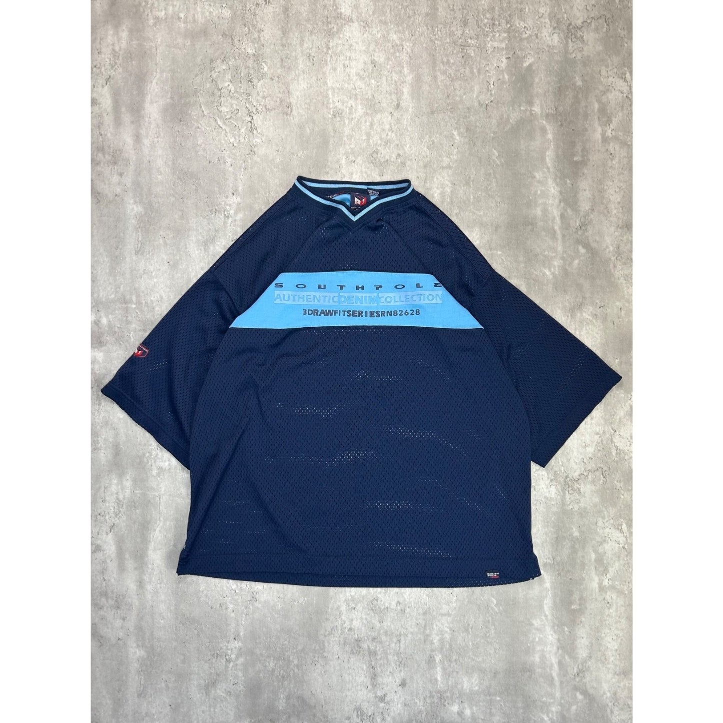 Vintage Y2K Southpole Two Tone Spellout Football Jersey Size XL Blue