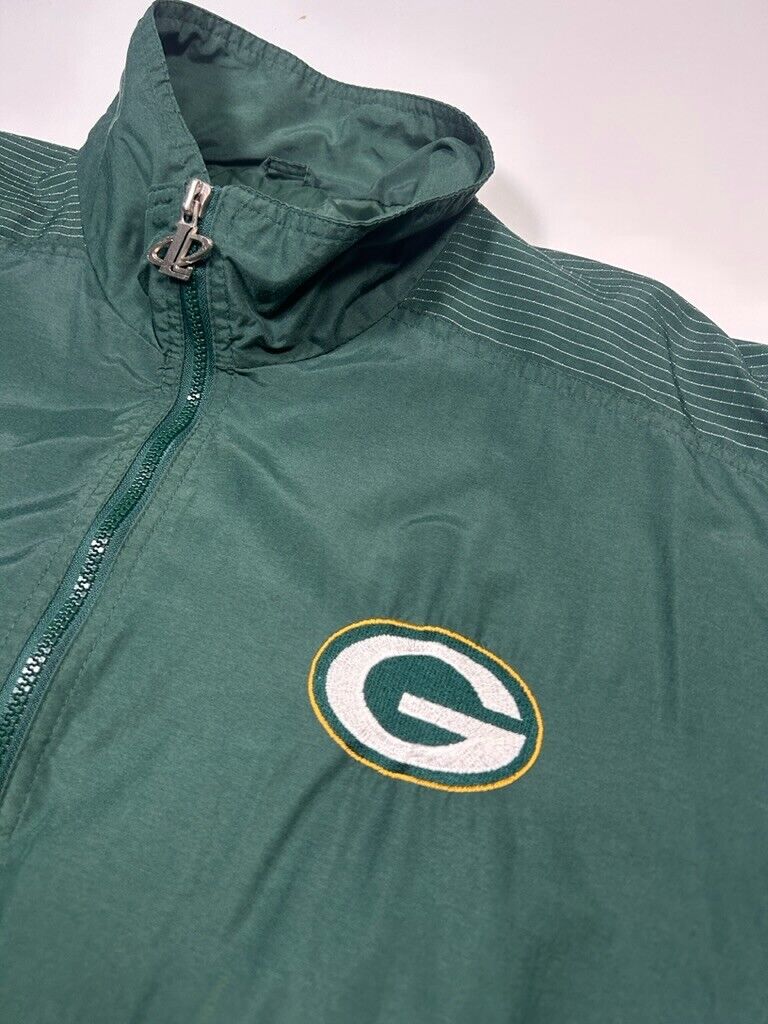 Vintage 90s Green Bay Packers NFL Logo Athletic Windbreaker Jacket Size Medium