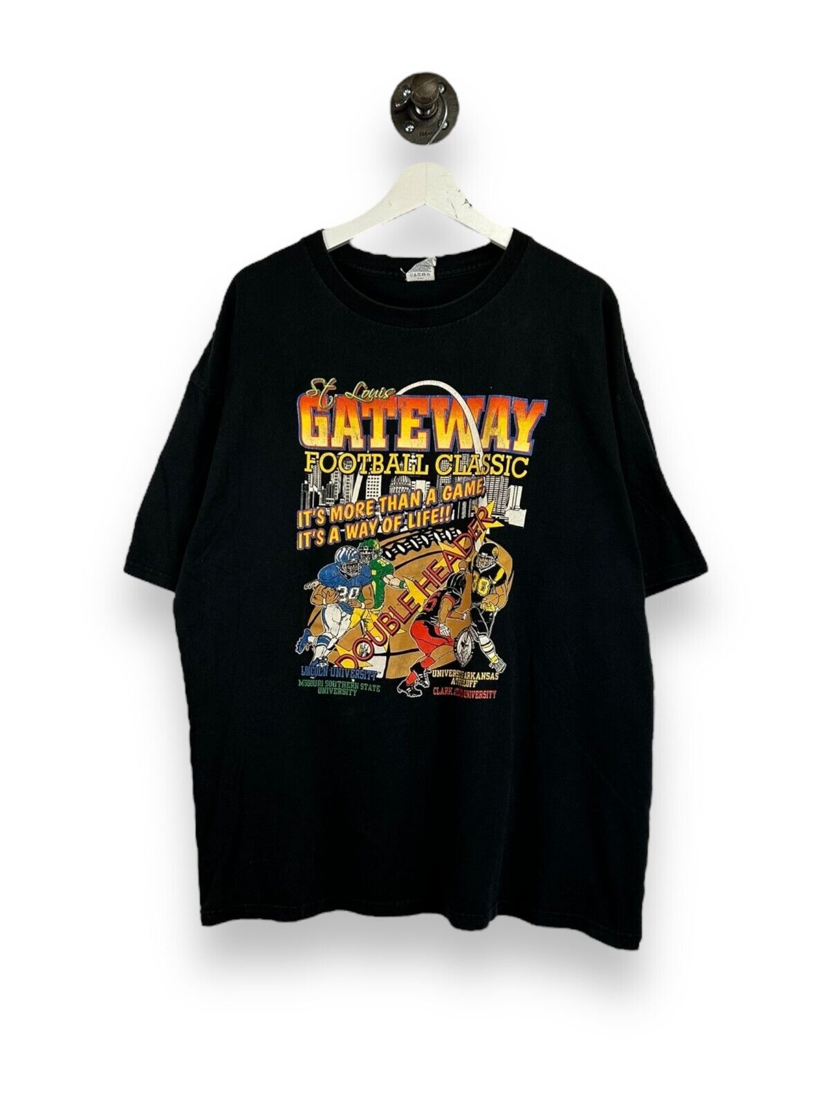 Vintage NCAA Gateway Football Classic Retro Cartoon T-Shirt Size 2XL Black