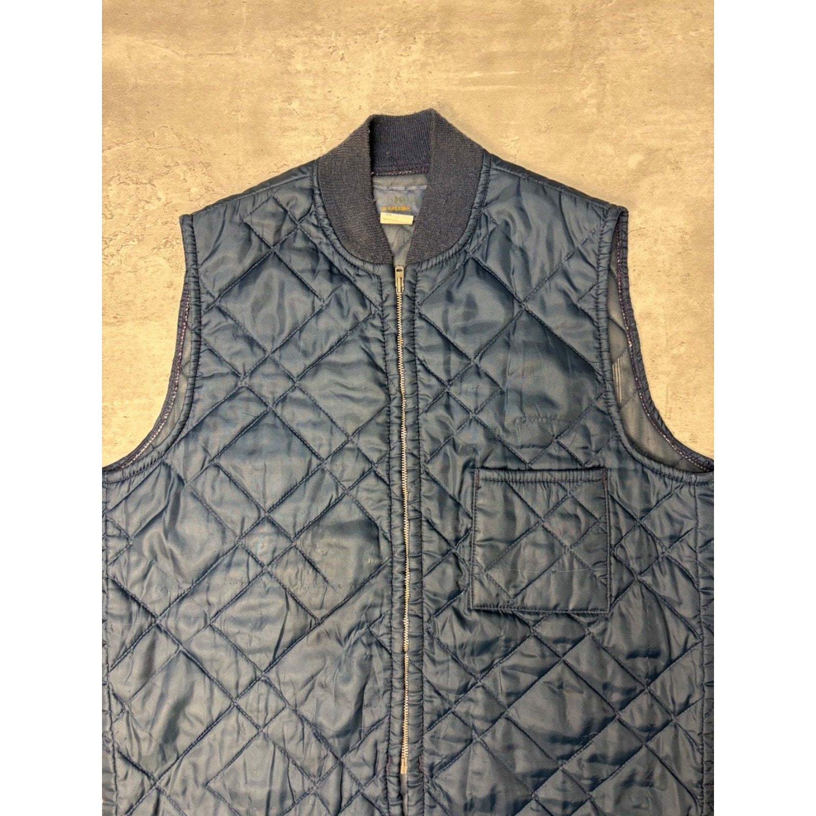 Vintage 1970 Osh Kosh Quilted Lined Full Zip Vest Size Large