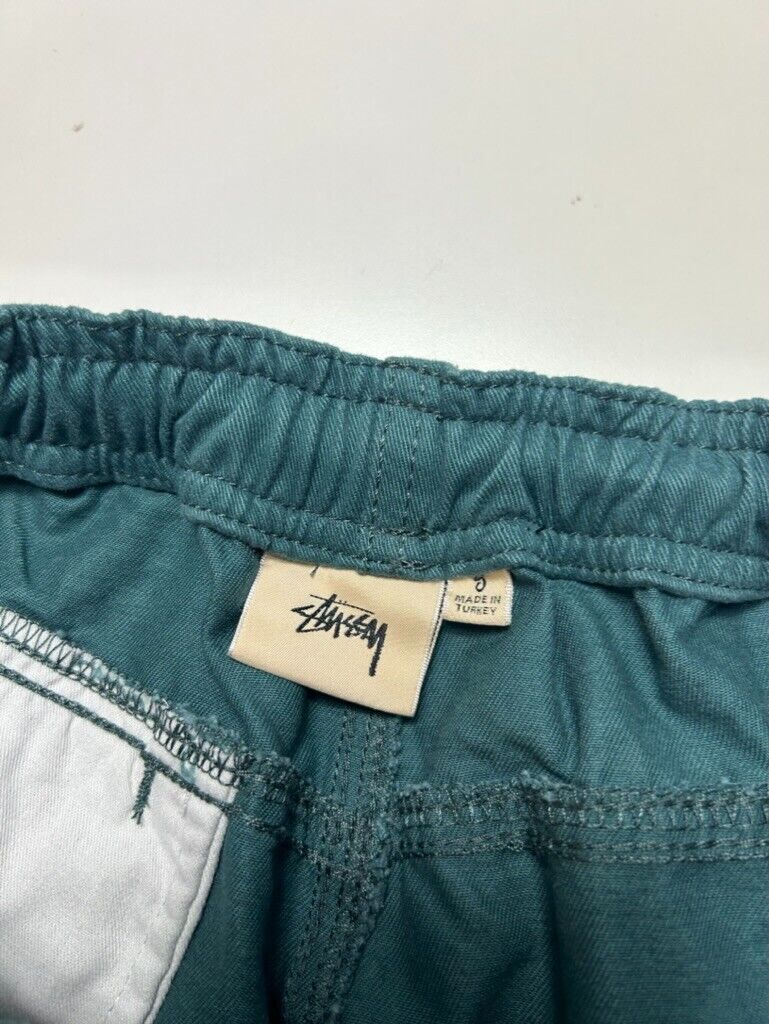 2000s Stussy Elastic Stuff Cotton Straight Leg Pants Size Small Teal