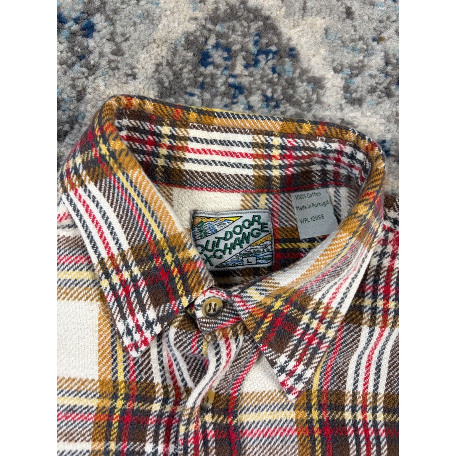 Vintage 90s Outdoor Exchange Plaid Long Sleeve Flannel Button Up Shirt Sz Large