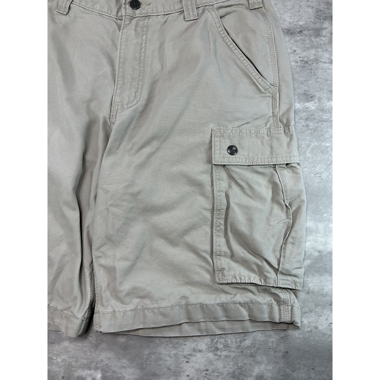 Carhartt Relaxed Fit Canvas Workwear Cargo Shorts Size 33 Beige