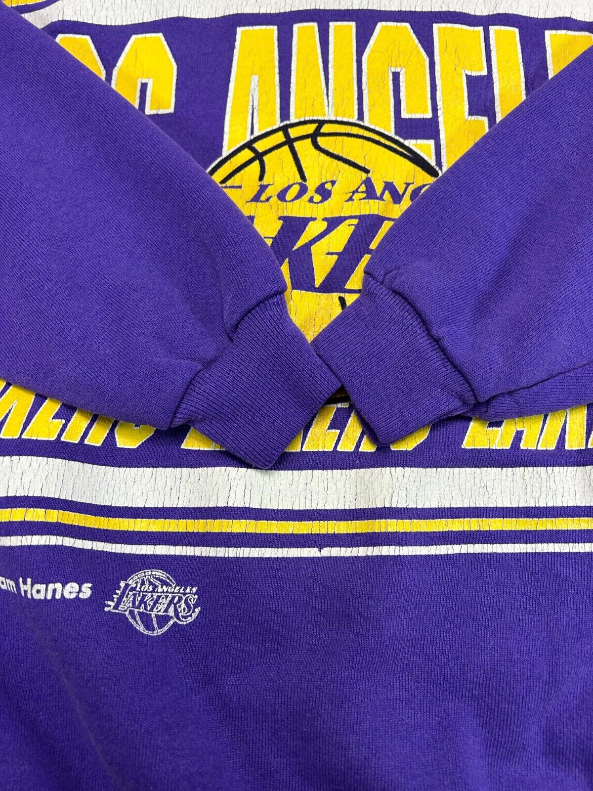 Vintage 80s/90s Los Angeles Lakers NBA Big Graphc Spellout Sweatshirt Sz Medium