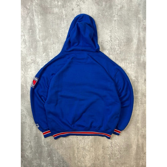 Vintage 90s New York Rangers NHL Starter Tailsweep Hooded Sweatshirt Size XL