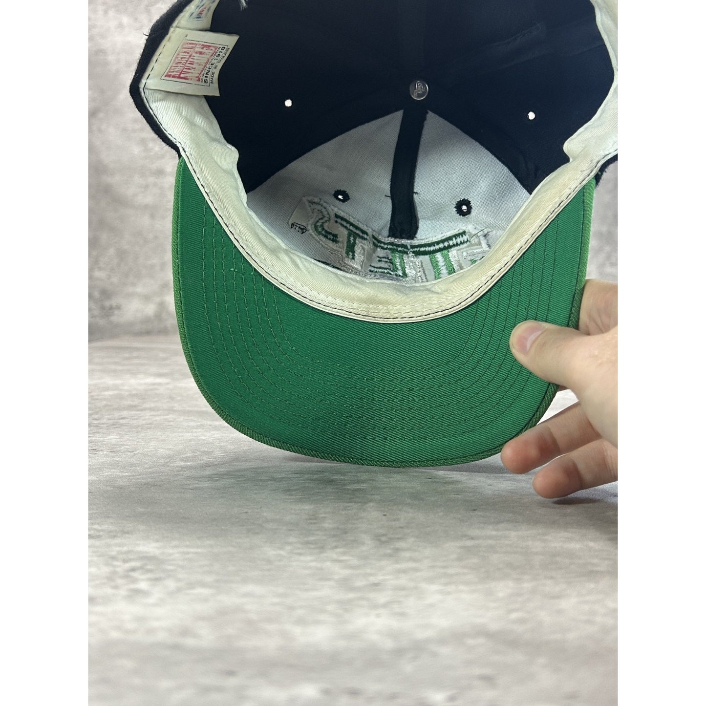 Vintage 90s New York Jets NFL Embroidered Spellout Helmet Snapback Hat OSFA