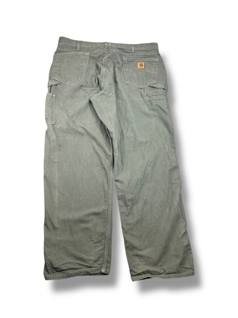 Vintage Carhartt Loose Fit Canvas Workwear Carpenter Pants Size 40 Green