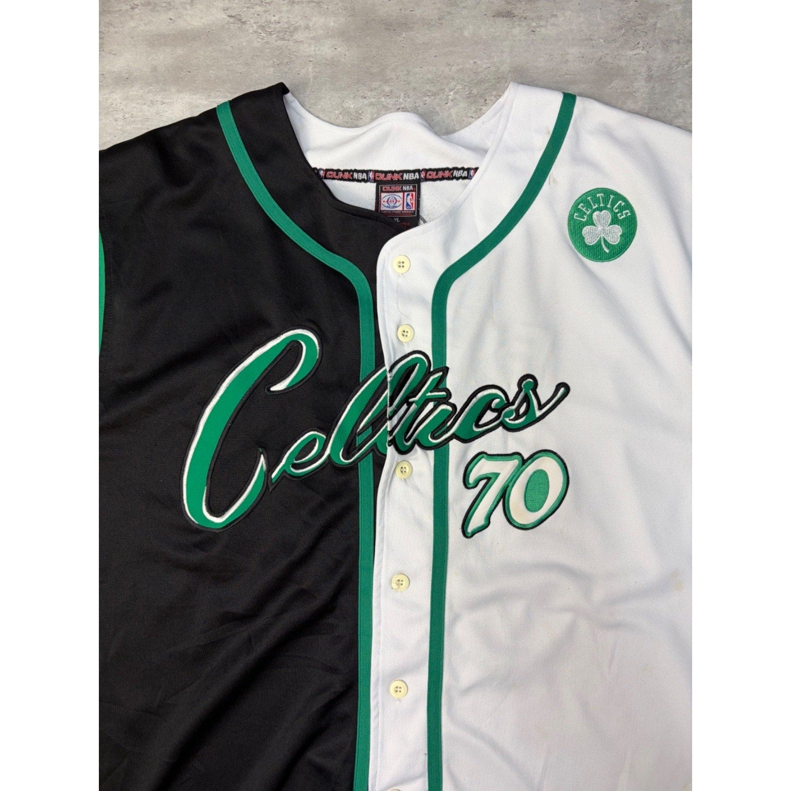 Vintage Boston Celtics #70 Embroidered Script Spellout Baseball Jersey Size XL