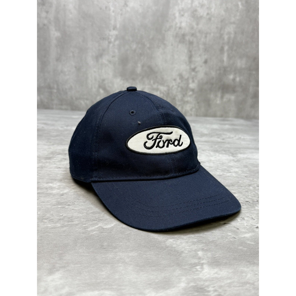 Vintage 90s Ford Embroidered Spellout Logo Patch Strapback Hat OSFA