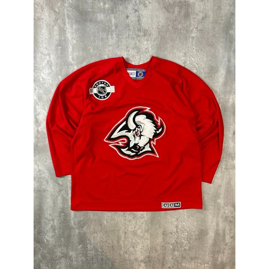 Vintage 90s Buffalo Sabres NHL Goat Head Practice CCM Hockey Jersey Size XL