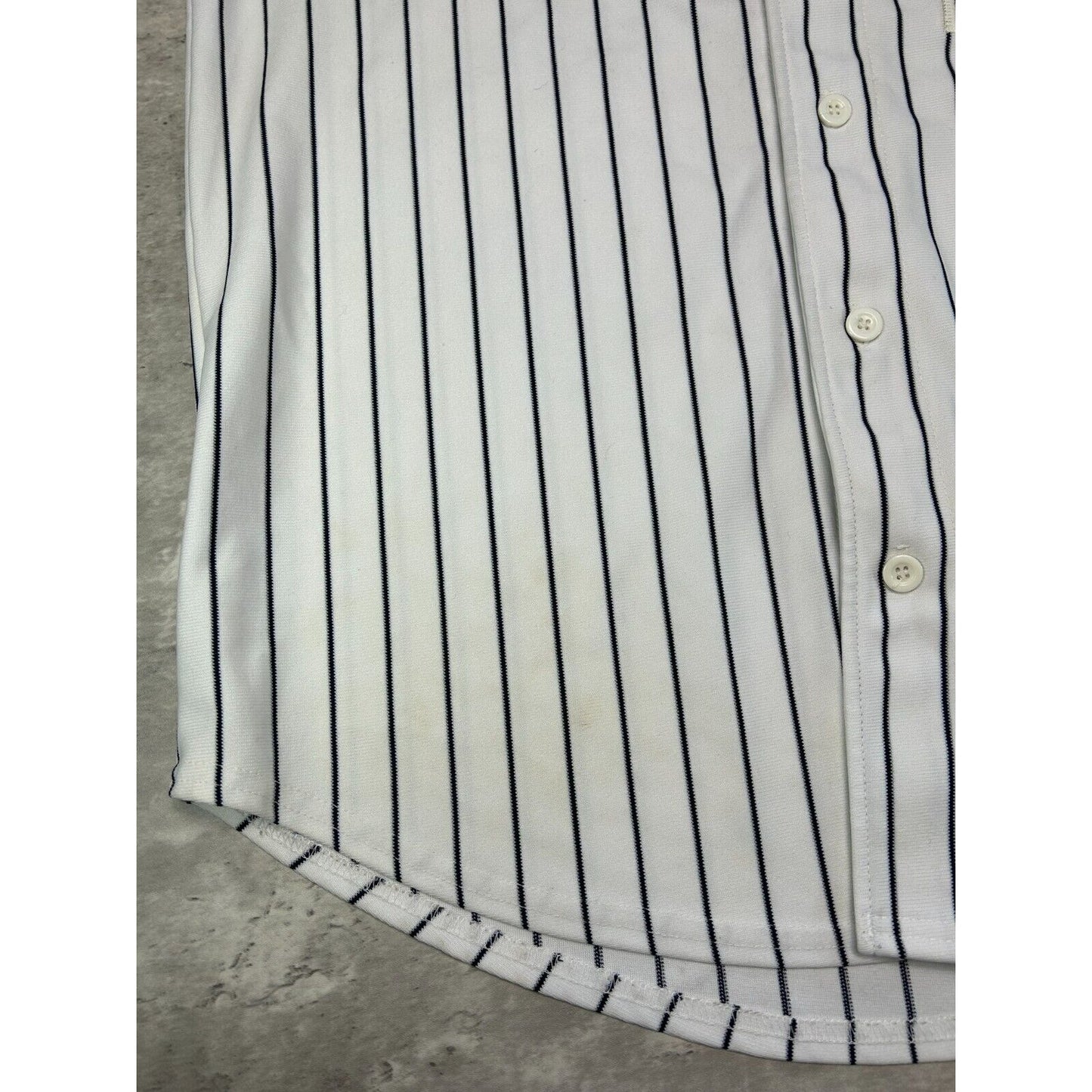 Vintage HRI #10 Embroidered Pinstripe Baseball Jersey Size XL White