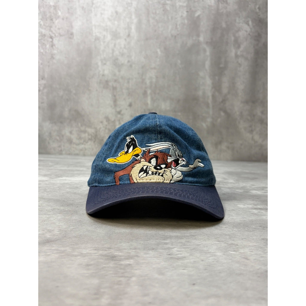 Vintage 1997 Looney Tunes Embroidered Character Denim Snapback Hat OSFA