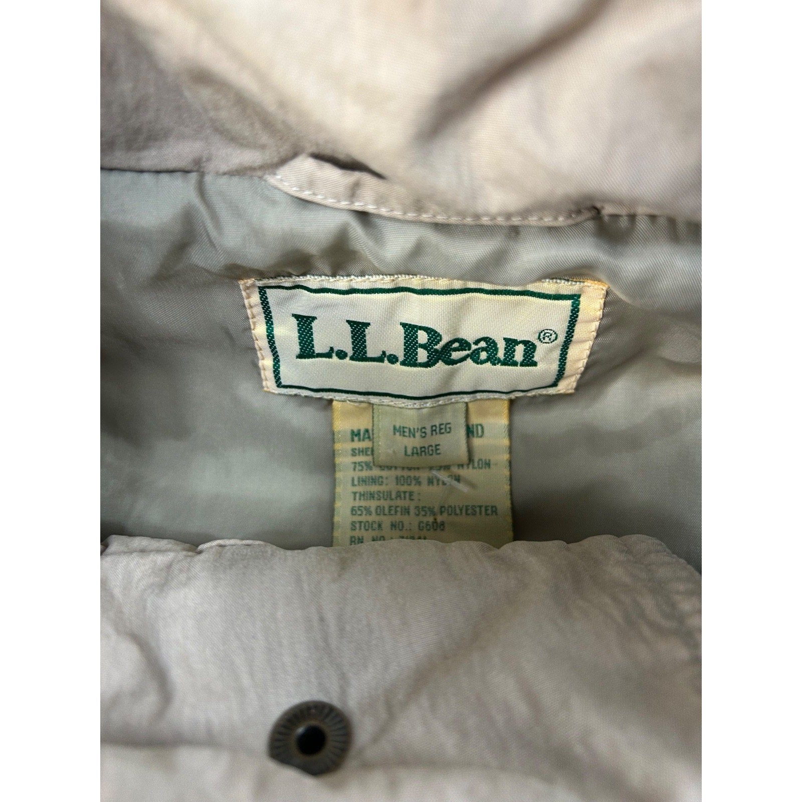 Vintage 90s L.L. Bean Insulated Full Zip Nylon Vest Size Large